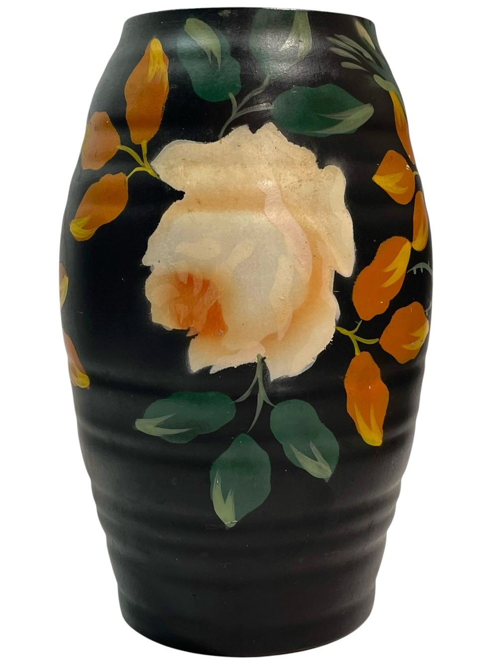 Vintage 1930s Brentleigh Ware England Ballina Black Satin Ceramic Vase Art Deco